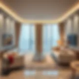 Modern living room in a 1BHK apartment