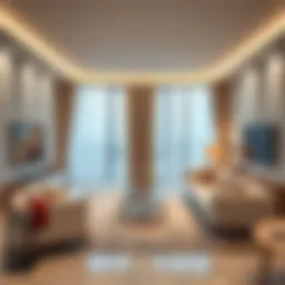 Modern living room in a 1BHK apartment