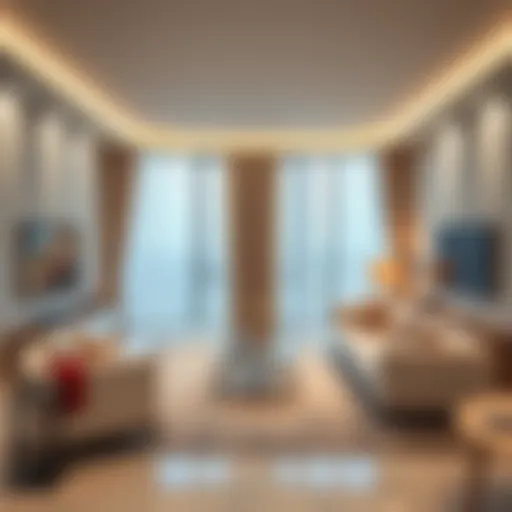 Modern living room in a 1BHK apartment