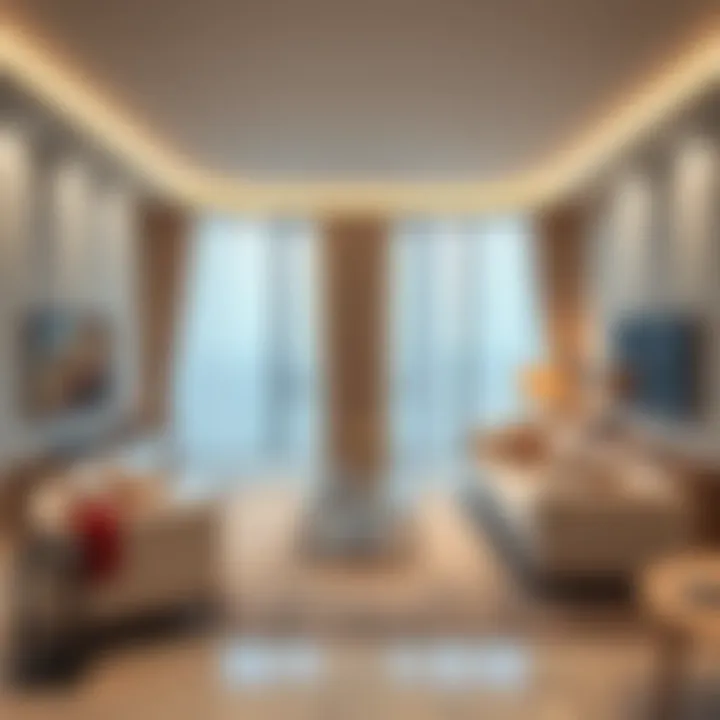 Elegant Living Space in Al Qusais 1BHK Modern living room in a 1BHK apartment