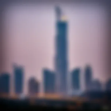 Al Bateen Tower and the Dubai Skyline Skyline view of Al Bateen Tower in relation to surrounding skyscrapers