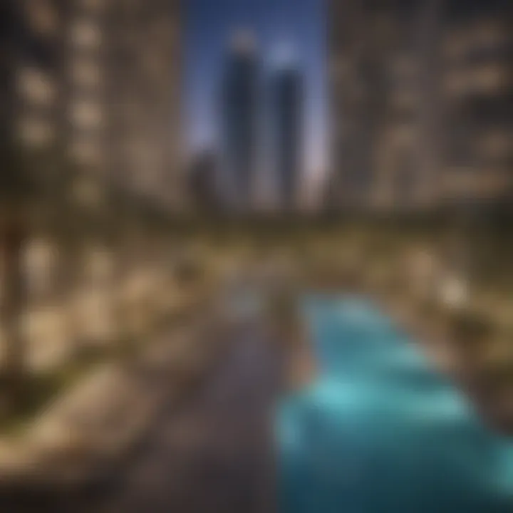 An overview of community spaces and amenities around Al Majara Towers