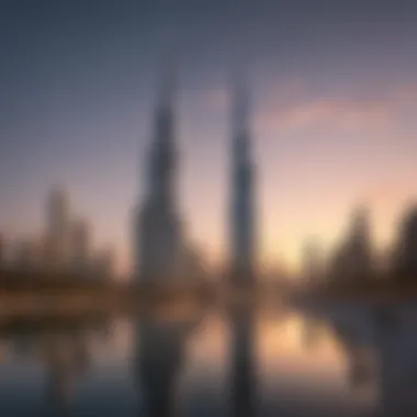 Al Majara Towers Against the Dubai Skyline A stunning view of Al Majara Towers reflecting the skyline of Dubai