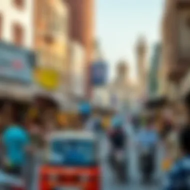 The bustling streets of Al-Nuaimia filled with local markets and cultural landmarks.