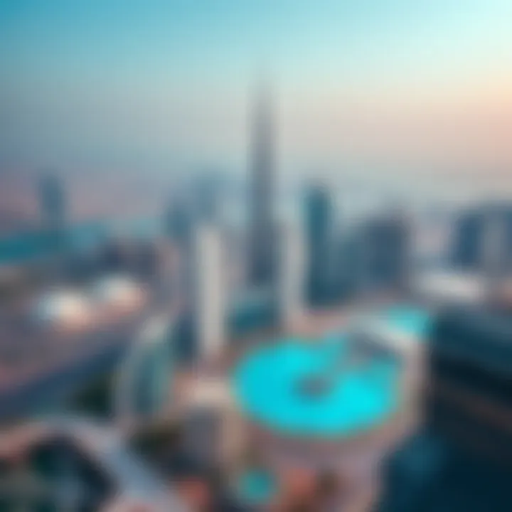 Dubai Skyline with Al Remah Tower Aerial view of Dubai including Al Remah Tower in the skyline