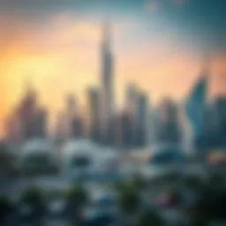 Business skyline of Dubai showcasing various commercial buildings