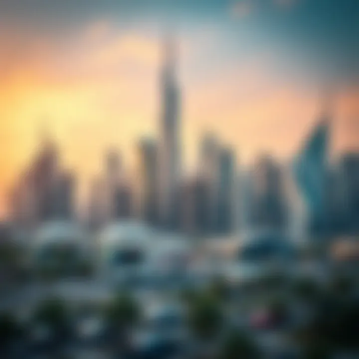 Business skyline of Dubai showcasing various commercial buildings