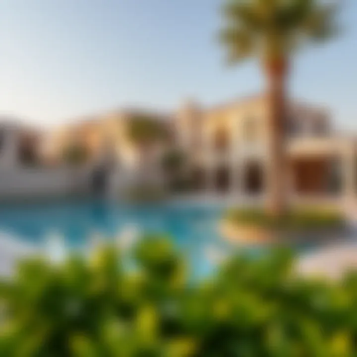 Exclusive amenities such as a private pool and landscaped gardens in a gated community