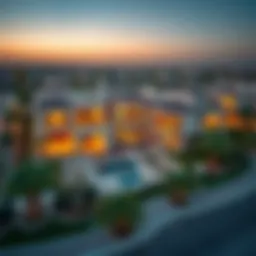 Aerial view showcasing luxurious villas in Dubai's most expensive neighborhood