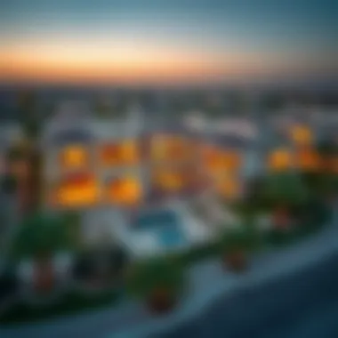 Aerial view showcasing luxurious villas in Dubai's most expensive neighborhood