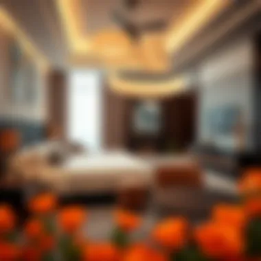 Luxurious guest room featuring modern decor and local cultural elements