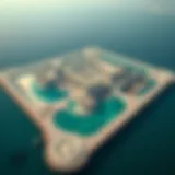 Aerial Perspective of Barjeel Island's Design Aerial view of Barjeel Island showcasing its unique architectural layout