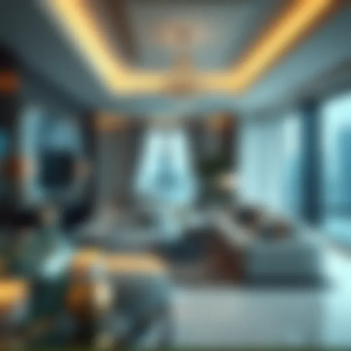 Luxurious hotel apartment living room with modern decor