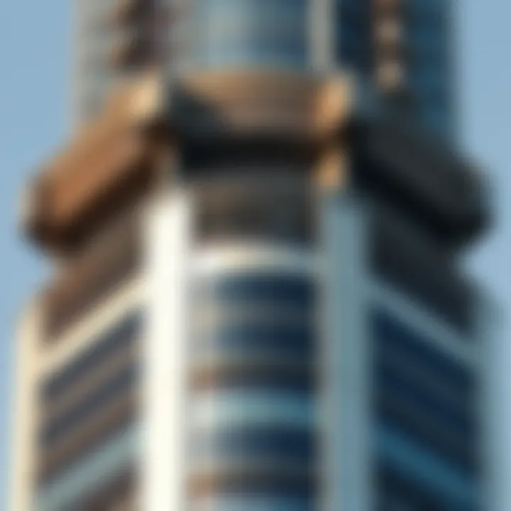 Architectural details of BM Tower's façade
