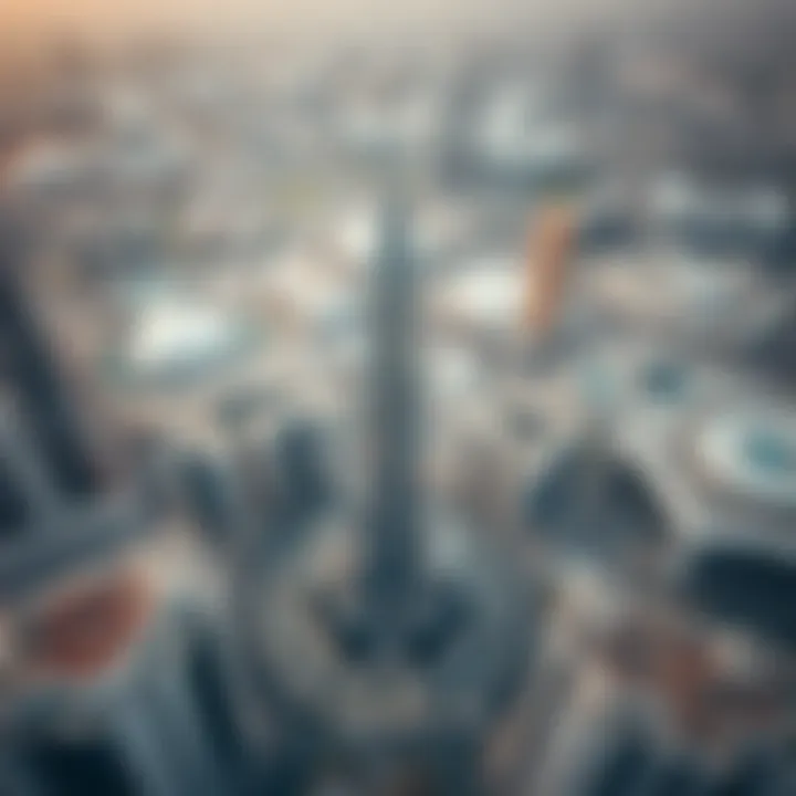 Burj Al Yasmeen in the Urban Landscape of Dubai Aerial perspective of Dubai highlighting Burj Al Yasmeen in urban context