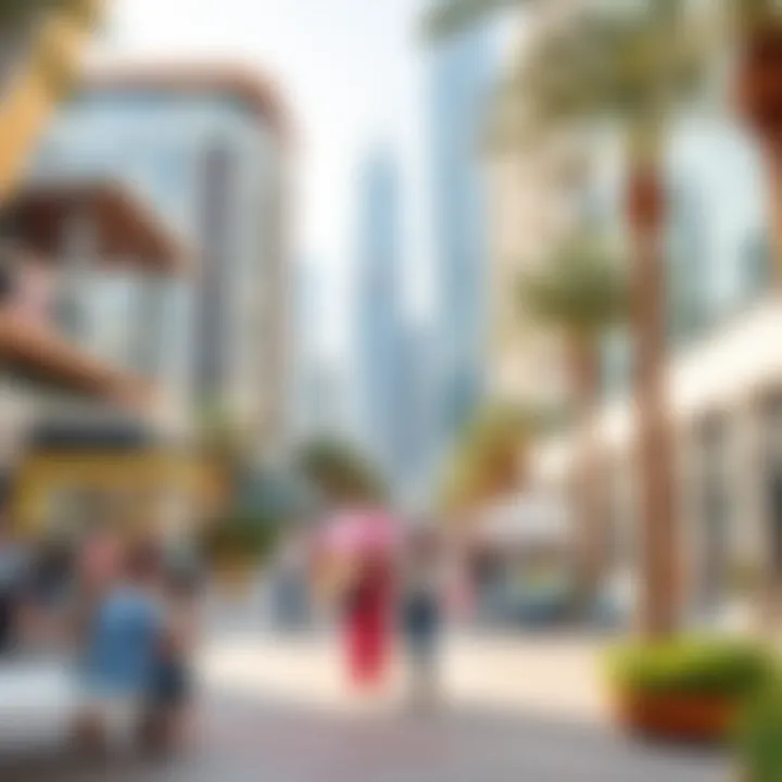 Vibrant Urban Spaces in Contemporary Dubai A vibrant urban space with people engaging in social activities