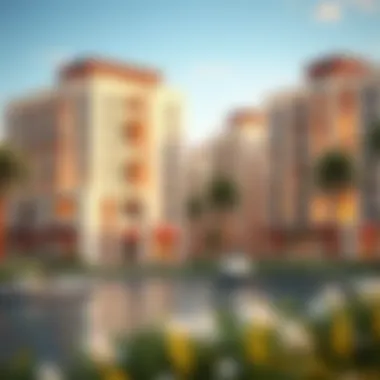 Architectural design render of residential units within the Damac Lagoon Project