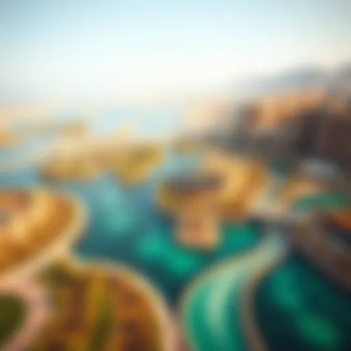 Aerial View of the Damac Lagoon Aerial view of the Damac Lagoon Project showcasing its unique water features