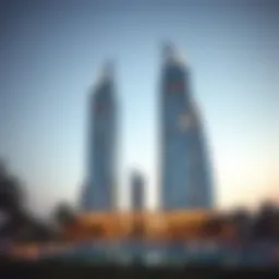 A stunning view of a Damac Property skyscraper in Dubai showcasing modern architecture