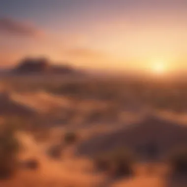 Desert Sunset Skyline Stunning skyline view of a desert city at sunset
