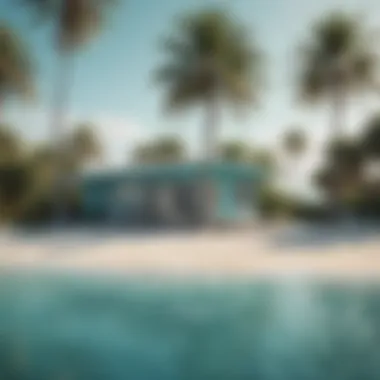 Serene Beach Escape Serene beach scene with turquoise waters and palm trees