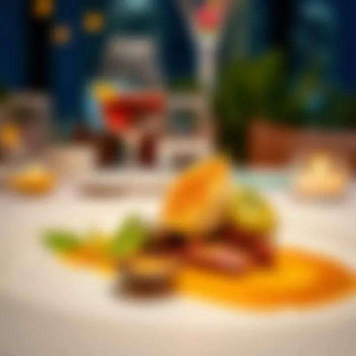 Close-up of a gourmet dish served at a top Dubai Marina restaurant