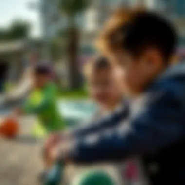 Children Engaging in Fun Activities Children engaging in outdoor activities at Dubai Creek Harbour Play Area