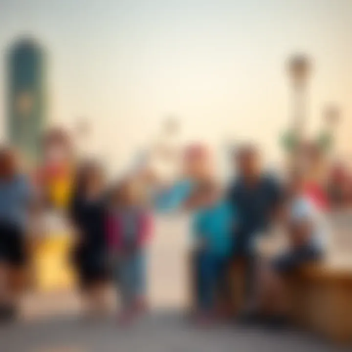 Families Enjoying Outdoor Leisure Families enjoying a day out at the Dubai Creek Harbour Play Area