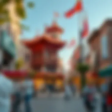 A vibrant depiction of the cultural activities around the Fish Roundabout area