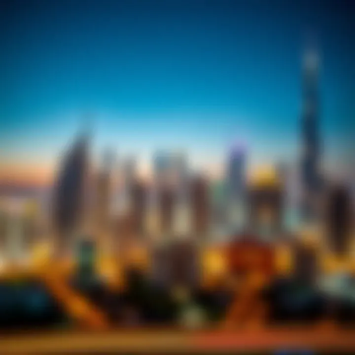 The illuminated skyline of Dubai at night showcasing architectural grandeur