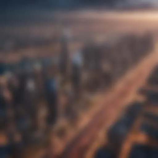 Aerial view of Dubai skyline showcasing iconic architecture