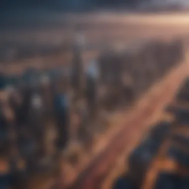 Iconic Dubai Skyline Aerial view of Dubai skyline showcasing iconic architecture