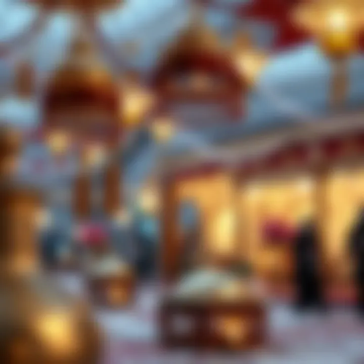 Detailed view of traditional Eid decorations in a festive setting