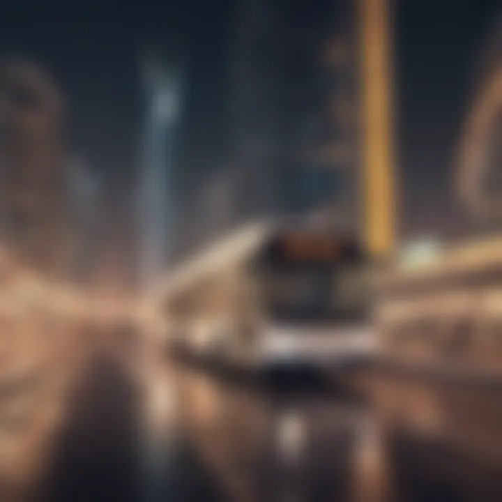 Public transportation in Abu Dhabi, featuring buses and taxis