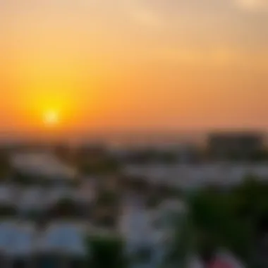 A sunset view over the Jomana Meraas residential area, reflecting the vibrant lifestyle