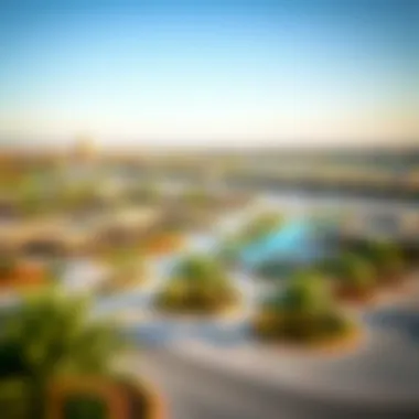 An aerial view of the amenities and recreational areas in Abu Hail, illustrating community engagement.