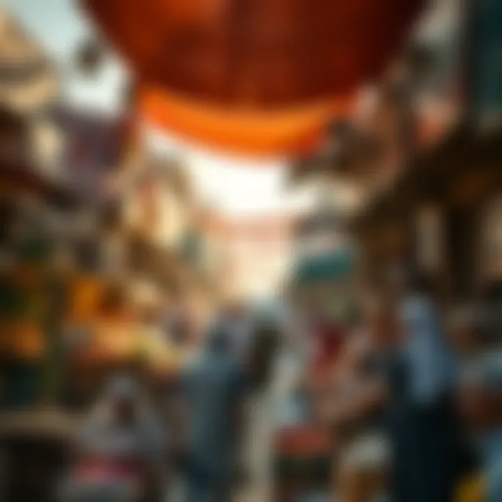 A bustling market scene in Abu Hail, highlighting the rich cultural diversity of the neighborhood.