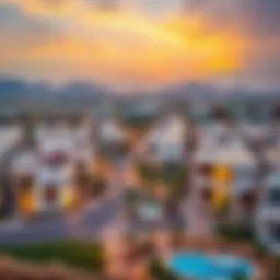 A panoramic view of Abu Hail showcasing its modern architecture and vibrant community life.