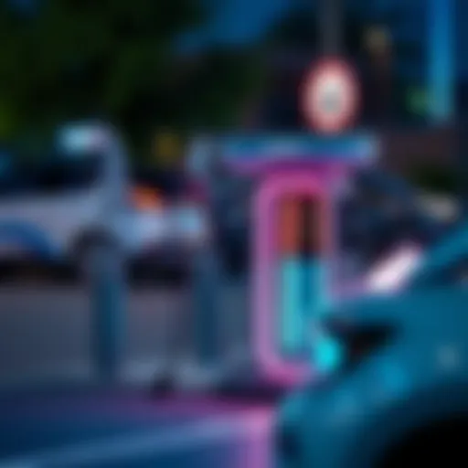 A close-up view of an electric vehicle charging station in Dubai