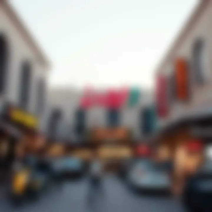 The vibrant commercial area of البرشاء هايتس with bustling shops