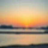 Scenic view of Al Qudra Love Lake at sunset