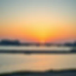 Scenic view of Al Qudra Love Lake at sunset