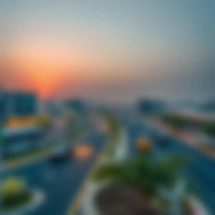 A modern infrastructure development in Al Shamkha with roads and public facilities.