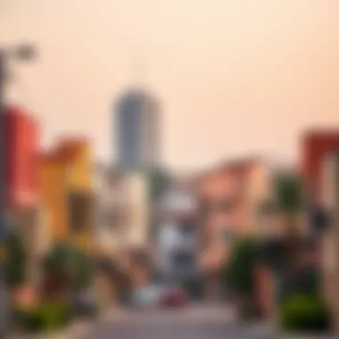 Vibrant Dubai Neighborhood Trendy neighborhood in Dubai with vibrant real estate