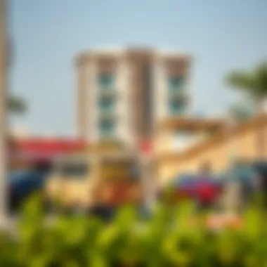 Vibrant neighborhood atmosphere surrounding Burjuman