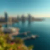 Scenic view of Bluewater Bay showcasing the waterfront and skyline
