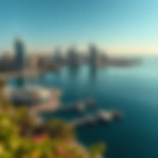 Scenic view of Bluewater Bay showcasing the waterfront and skyline