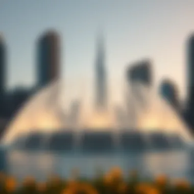 Urban Integration: Burj Khalifa Fountain in Dubai The Burj Khalifa Fountain integrated within the urban landscape of Dubai