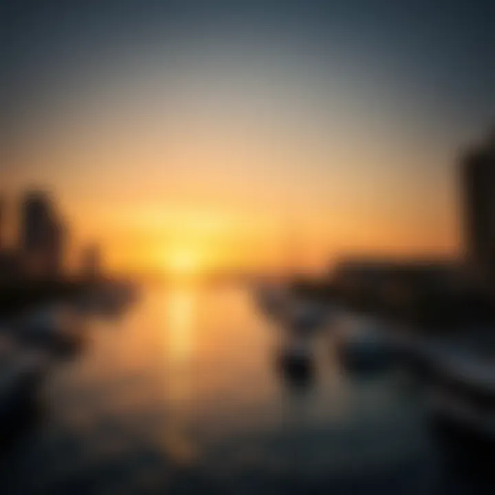 Beautiful sunset view over Dubai Creek near Creek Waters development