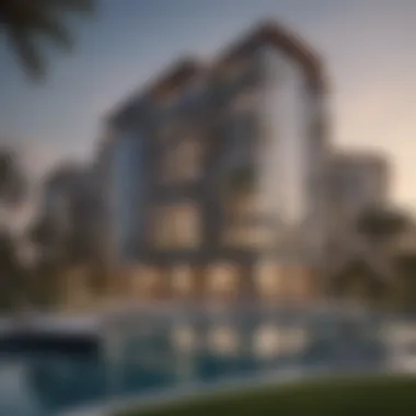 Stunning architectural design of Damac Lakeside, featuring modern aesthetics and innovative structures